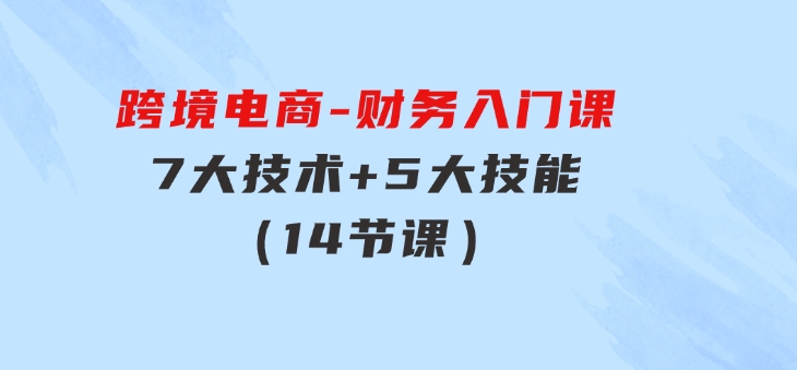 跨境电商-财务入门课：7大技术+5大技能（14节课）-柚子资源网