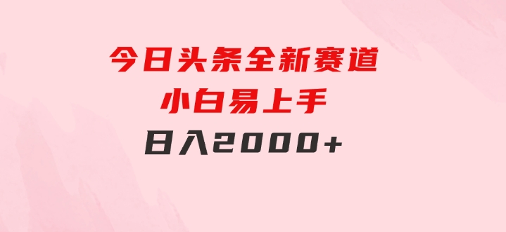 今日头条，全新赛道，小白易上手，日入2000+-柚子资源网