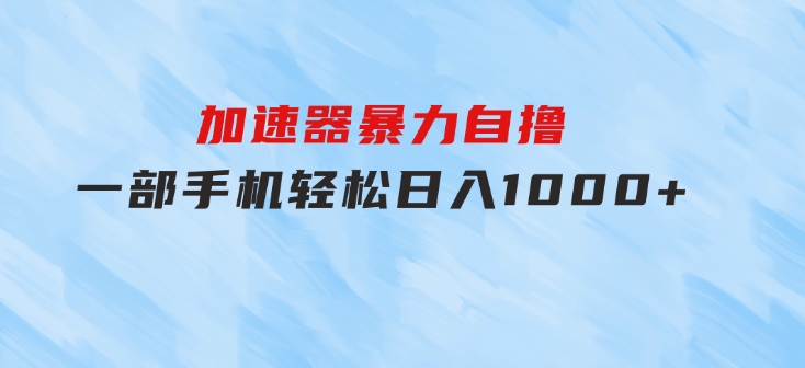 加速器暴力自撸，一部手机轻松日入1000+-柚子资源网