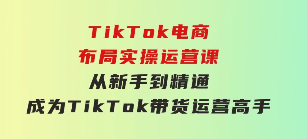 TikTok电商布局实操运营课：从新手到精通，成为TikTok带货运营高手-柚子资源网