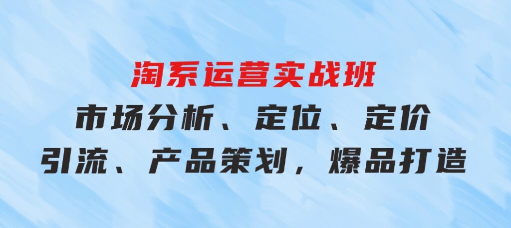 淘系运营实战班：市场分析、定位、定价、引流、产品策划，爆品打造-柚子资源网