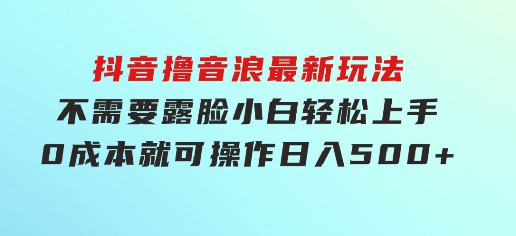 抖音撸音浪最新玩法，不需要露脸，小白轻松上手，0成本就可操作，日入500+-柚子资源网