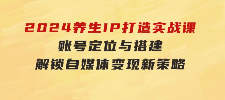 2024养生IP打造实战课：账号定位与搭建，解锁自媒体变现新策略-柚子资源网