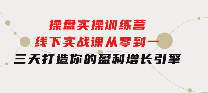 操盘实操训练营：线下实战课，从零到一，三天打造你的盈利增长引擎-柚子资源网