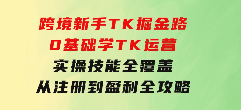 跨境新手TK掘金路：0基础学TK运营，实操技能全覆盖，从注册到盈利全攻略-柚子资源网