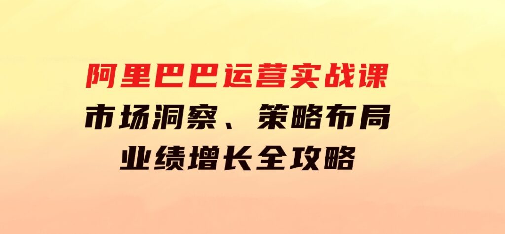 阿里巴巴运营实战课：市场洞察、策略布局、业绩增长全攻略-柚子资源网