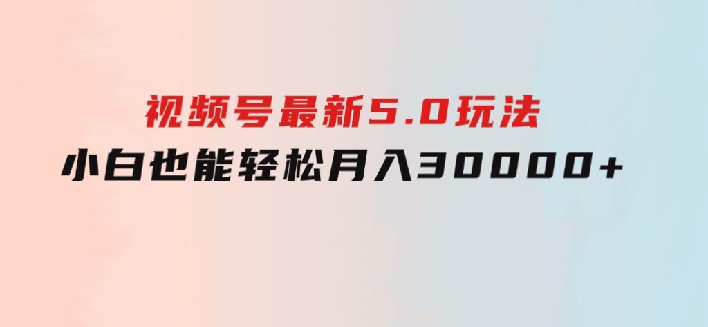 视频号最新5.0玩法，小白也能轻松月入30000+-柚子资源网