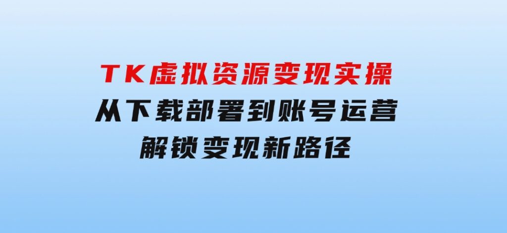 TK虚拟资源变现实操：从下载部署到账号运营，解锁变现新路径-柚子资源网