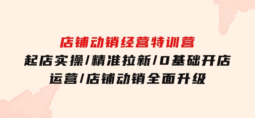 店铺动销经营特训营：起店实操/精准拉新/0基础开店运营/店铺动销全面升级-柚子资源网