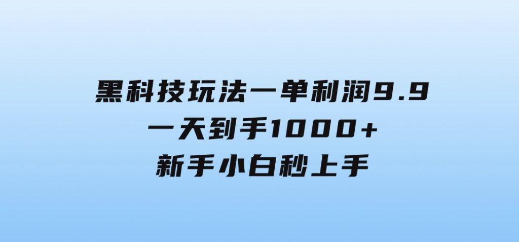 黑科技玩法，一单利润9.9,一天到手1000+，新手小白秒上手-柚子资源网