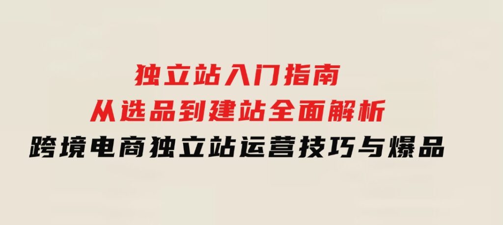 独立站入门指南：从选品到建站，全面解析跨境电商独立站运营技巧与爆品-柚子资源网