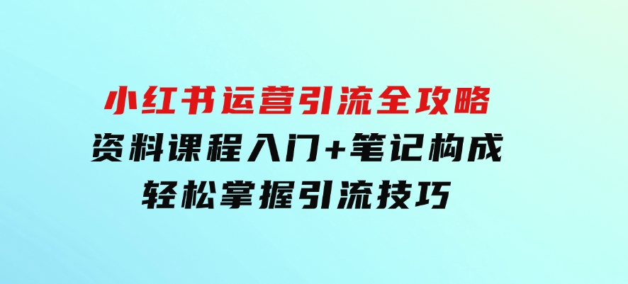 小红书运营引流全攻略：资料课程入门+笔记构成，轻松掌握引流技巧-柚子资源网