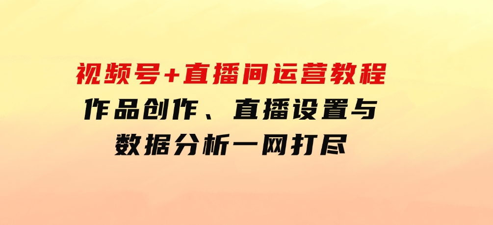 视频号+直播间运营教程：作品创作、直播设置与数据分析一网打尽-柚子资源网