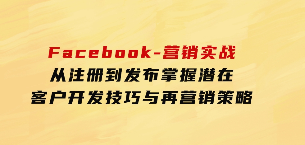 Facebook-营销实战：从注册到发布，掌握潜在客户开发技巧与再营销策略-柚子资源网