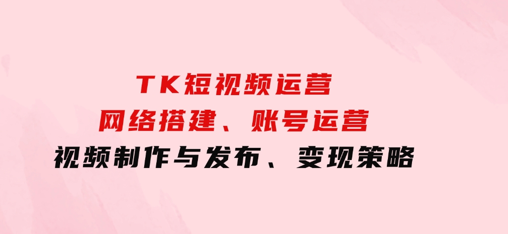 TK短视频运营：网络搭建、账号运营、视频制作与发布、变现策略-柚子资源网