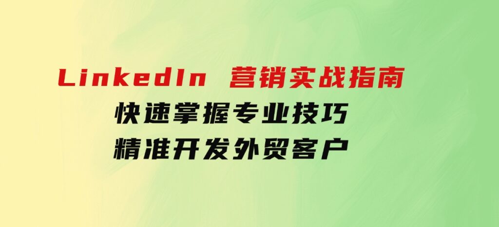 LinkedIn营销实战指南：快速掌握专业技巧，精准开发外贸客户-柚子资源网