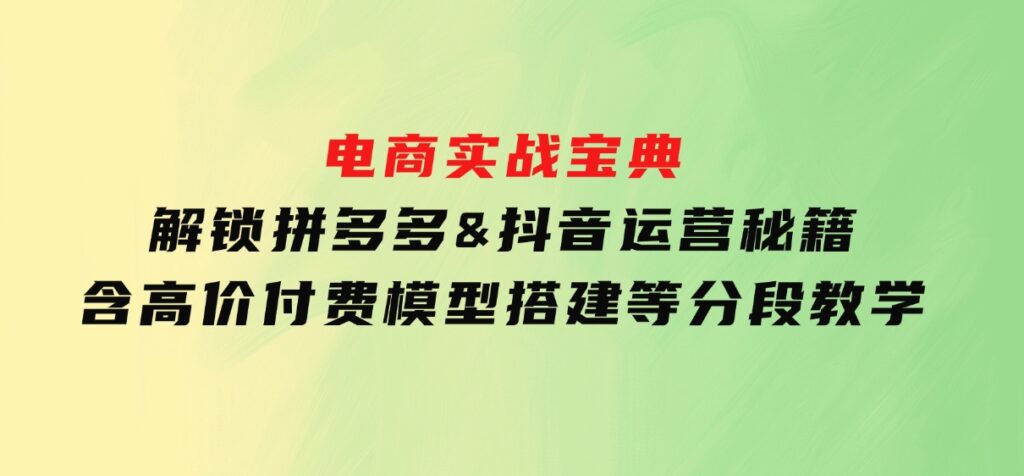 电商实战宝典解锁拼多多&抖音运营秘籍含高价付费模型搭建等分段教学-柚子资源网