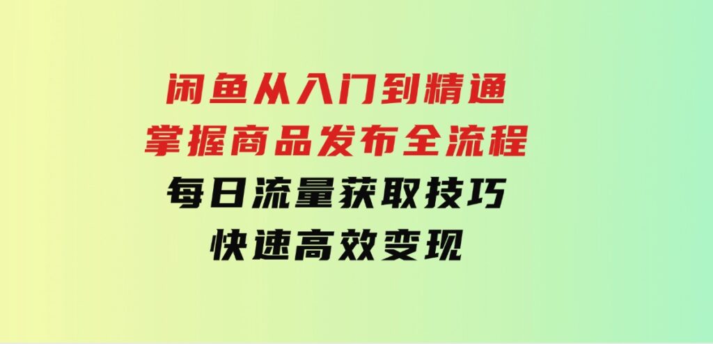 闲鱼从入门到精通：掌握商品发布全流程，每日流量获取技巧，快速高效变现-柚子资源网