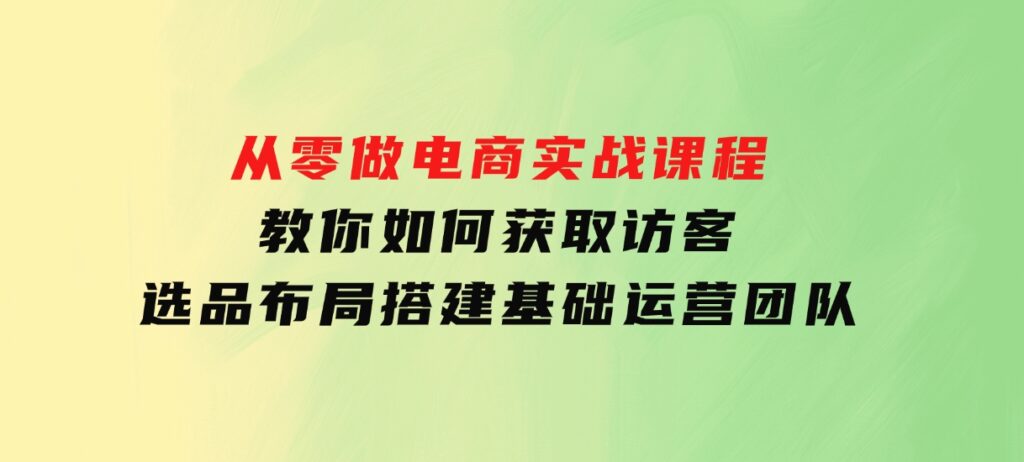 从零做电商实战课程，教你如何获取访客、选品布局，搭建基础运营团队-柚子资源网