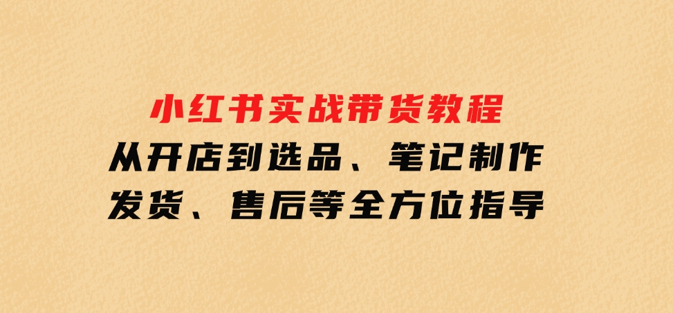 小红书实战带货教程：从开店到选品、笔记制作、发货、售后等全方位指导-柚子资源网