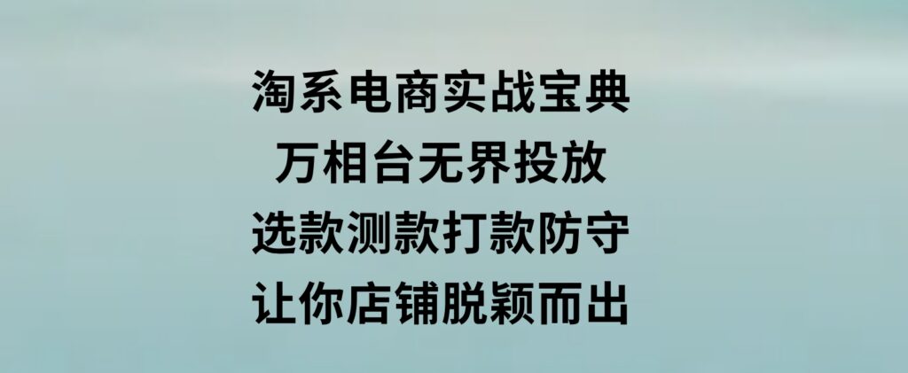 淘系电商实战宝典：万相台无界投放，选款测款打款防守，让你店铺脱颖而出-柚子资源网