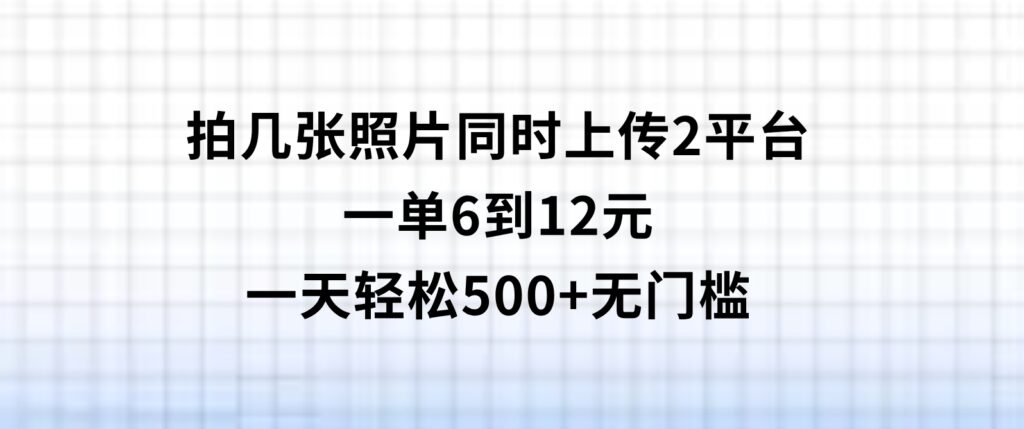 拍几张照片，同时上传2平台，一单6到12元，一天轻松500+，无门槛-柚子资源网