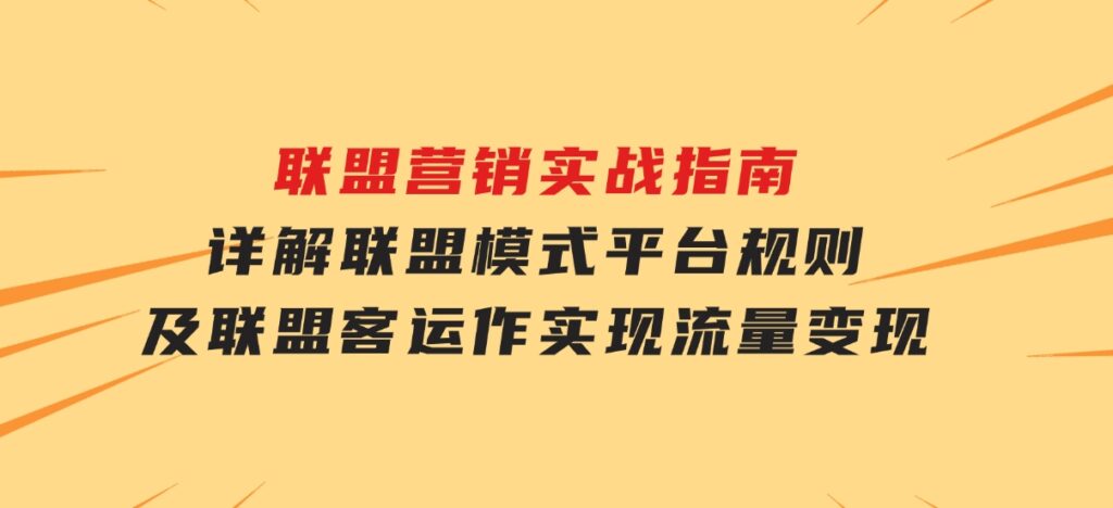 联盟营销实战指南，详解联盟模式、平台规则及联盟客运作，实现流量变现-柚子资源网