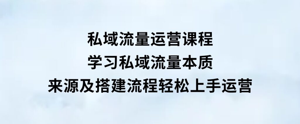 私域流量运营课程：学习私域流量本质，来源及搭建流程，轻松上手运营-柚子资源网