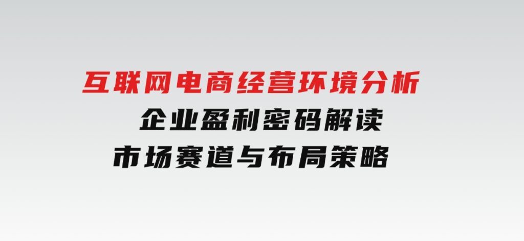 互联网电商经营环境分析,企业盈利密码解读,市场赛道与布局策略-柚子资源网