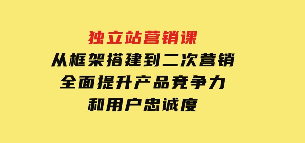 独立站营销课，从框架搭建到二次营销，全面提升产品竞争力和用户忠诚度-柚子资源网