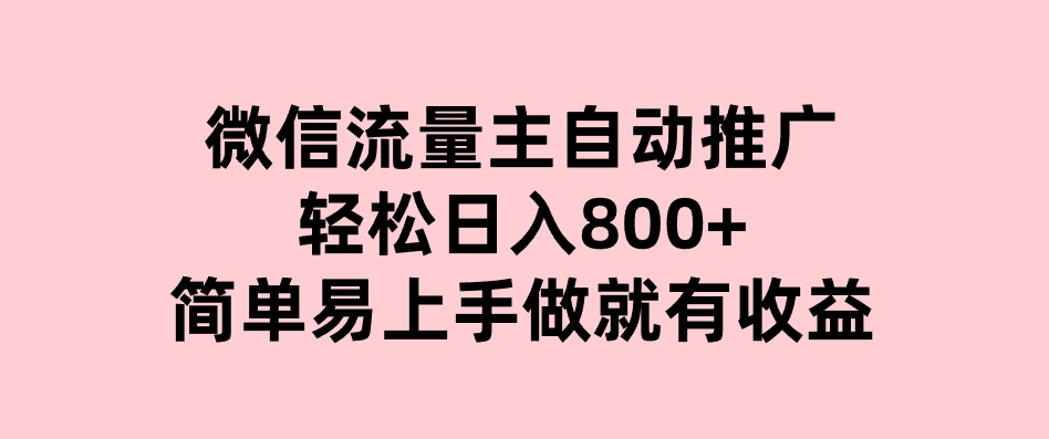 微信流量主自动推广，轻松日入800+，简单易上手，做就有收益。-柚子资源网