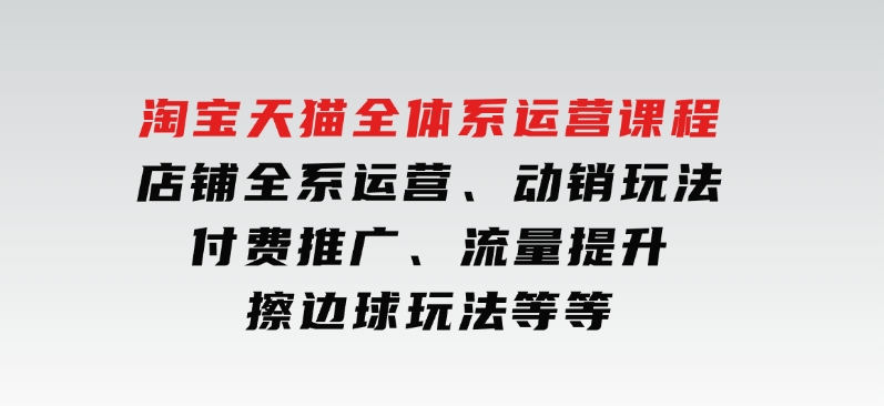 淘宝天猫全体系运营课程：店铺全系运营、动销玩法、付费推广、流量提升、擦边球玩法等等-柚子资源网