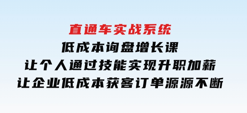 直通车实战系统：低成本询盘增长课，让个人通过技能实现升职加薪，让企业低成本获客，订单源源不断-柚子资源网