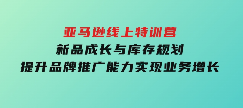 亚马逊线上特训营，新品成长与库存规划，提升品牌推广能力，实现业务增长-柚子资源网