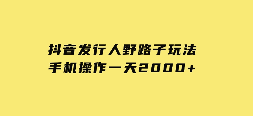 抖音发行人野路子玩法，手机操作一天2000+-柚子资源网