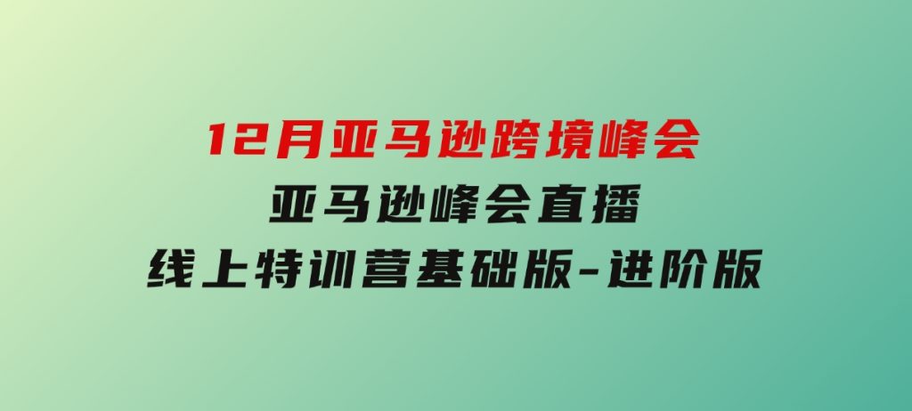 12月亚马逊跨境峰会，亚马逊峰会直播，线上特训营基础版，进阶版-柚子资源网