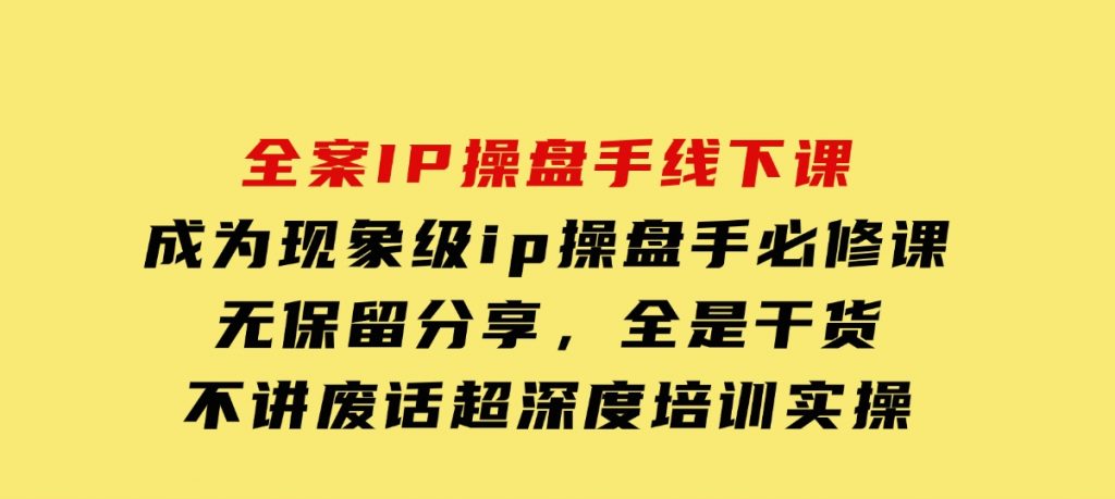 全案IP操盘手线下课，成为现象级ip操盘手必修课，无保留分享，全是干货，不讲废话超深度培训实操-柚子资源网