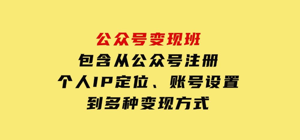 公众号变现班：包含从公众号注册、个人IP定位、账号设置到多种变现方式-柚子资源网